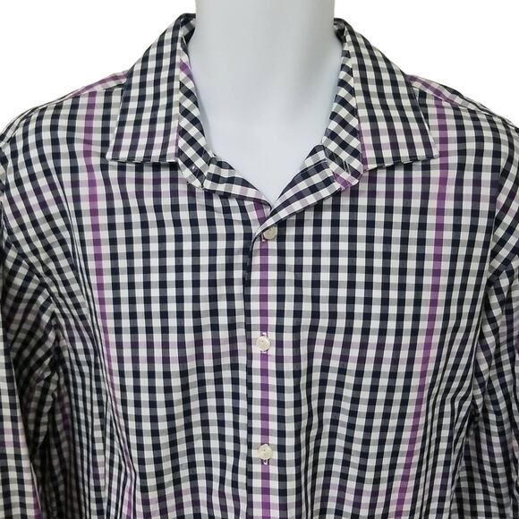 $10 Sale Kenneth Cole Plaid Long Sleeve Button Down Shirt - Picture 2 of 5